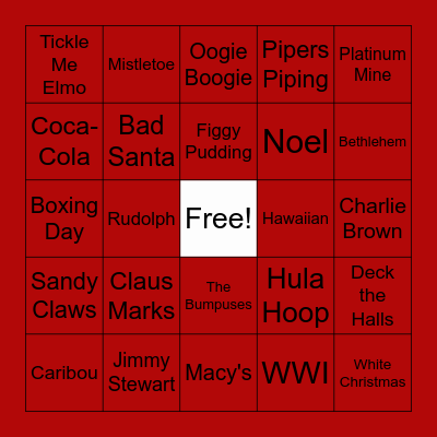 Ugly Sweater Bingo Card