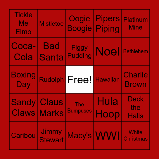 Ugly Sweater Bingo Card