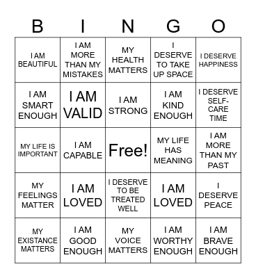 Affirmation Bingo Card