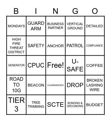 OSP Compliance Bingo Card