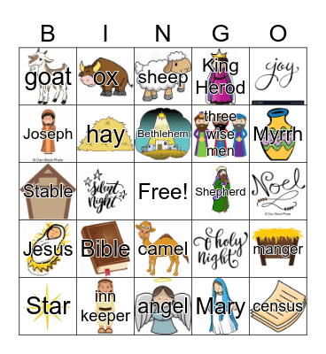 Nativity Bingo Card
