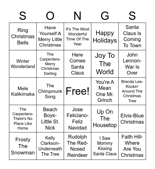 Christmas Bingo Card