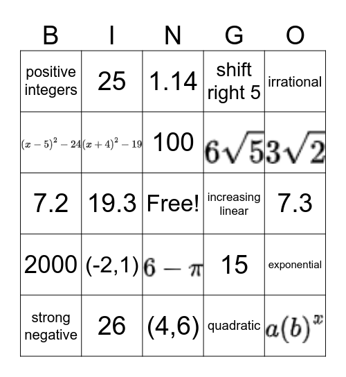 Final Exam BINGO Card