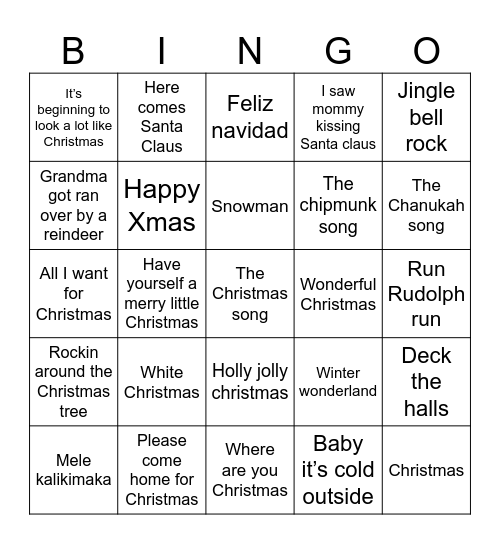 Christmas Hits! Bingo Card