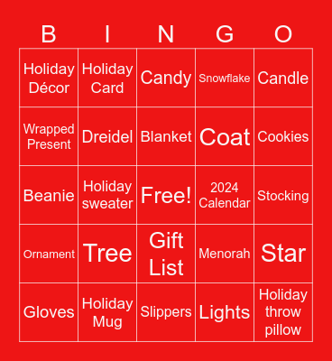 Holiday Bingo Scavenger Hunt Bingo Card