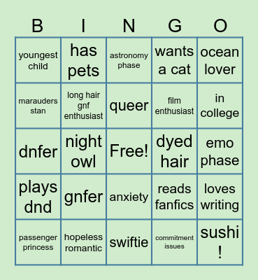 Ori’s Bingo Card