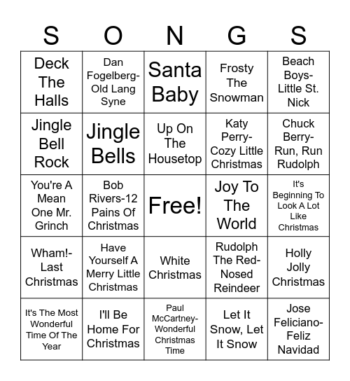 Christmas Bingo Card