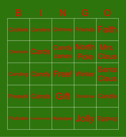 Holiday BINGO Card