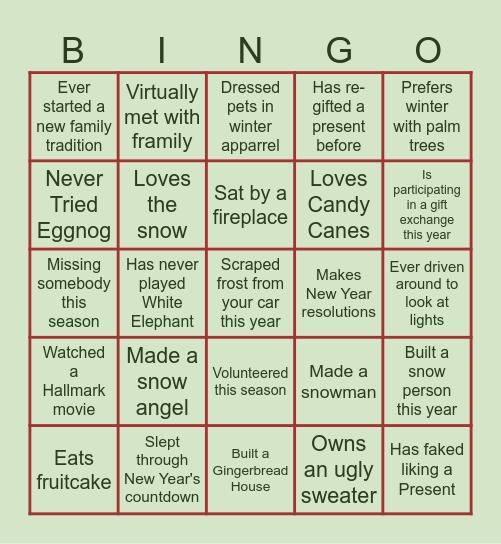 ☃️ Holiday Bingo 🎁 Bingo Card
