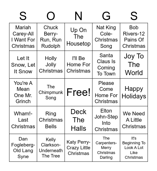Christmas Bingo Card