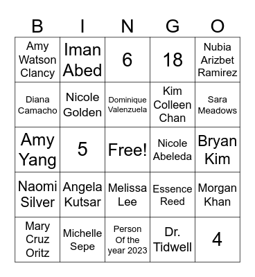 EHC BH Department Bingo Card
