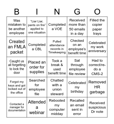 2024 Human Resources BINGO Card