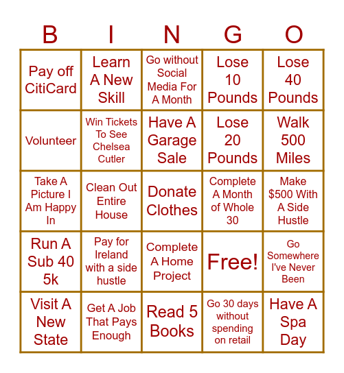 Lauren's 2024 Bingo Card Bingo Card