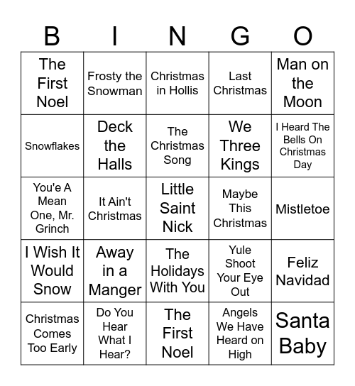 FIVE-0-FIVE CHRISTMAS MUSIC BINGO - 2 Bingo Card