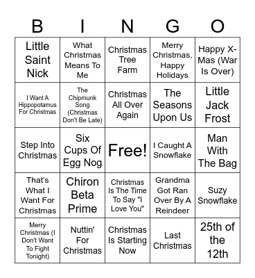 HOLIDAY MUSIC BINGO Card