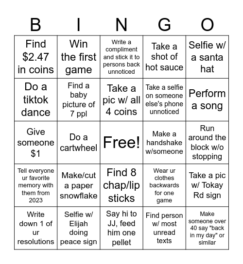 2024 New Year Bingo Card