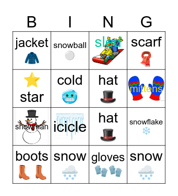 Snow Fun Bingo Card