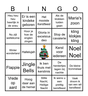 Kerstliedjes Bingo Card