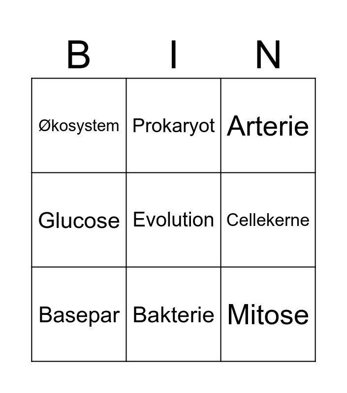 Bio Bingo Card