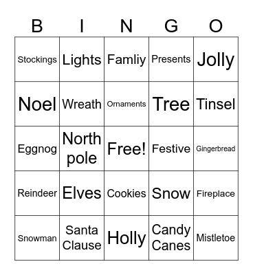 Christmas Bingo Card
