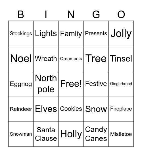 Christmas Bingo Card