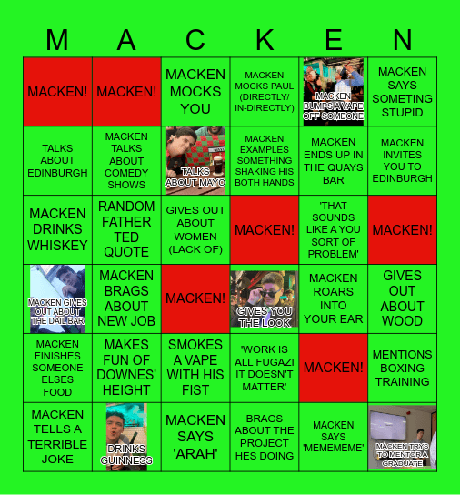 MACKEN BINGO Card