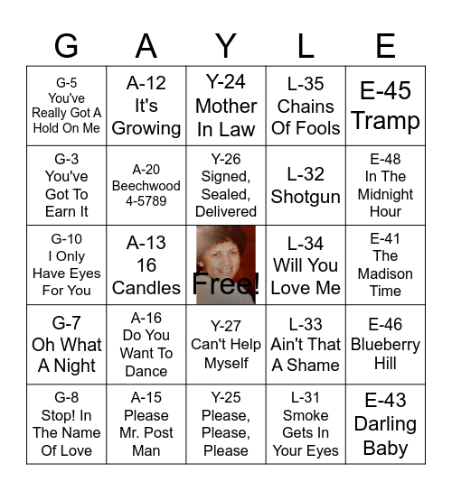 GAYLE'S BINGO Card