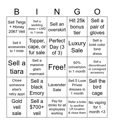Regan <3 Bingo Card