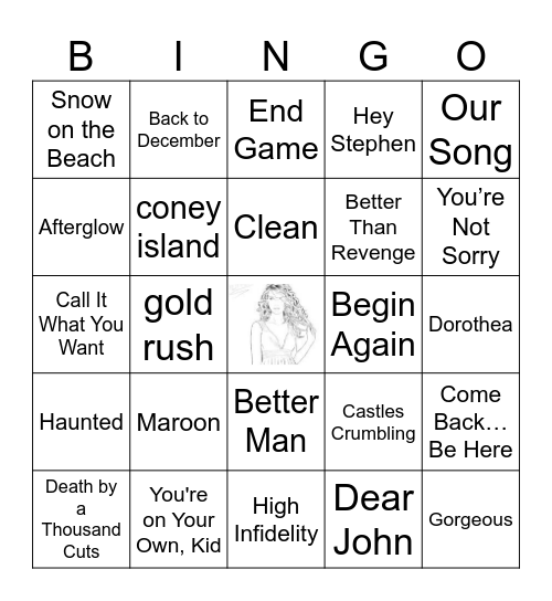 Taylors Version Part 1 Bingo Card