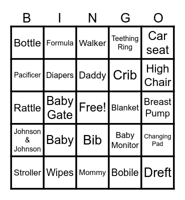 Baby Bingo Card