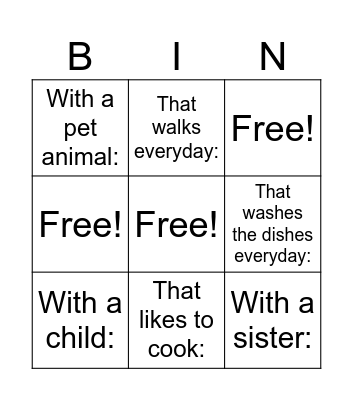 Find Someone Bingo Card