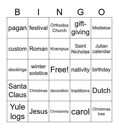 Christmas Bingo Card