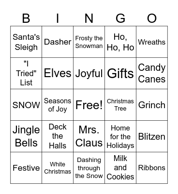 Elf Bingo Card