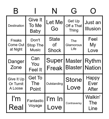 Old School Funk Bingo Card