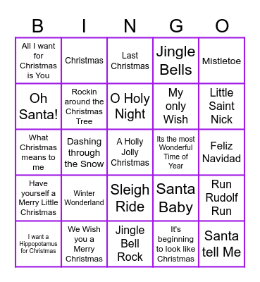 Christmas Bingo #1 Bingo Card