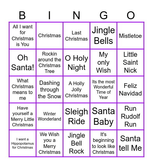 Christmas Bingo #1 Bingo Card