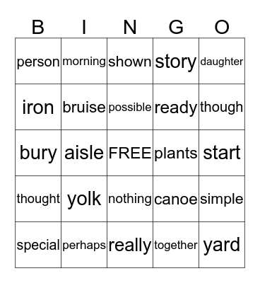 List C #3 Bingo Card