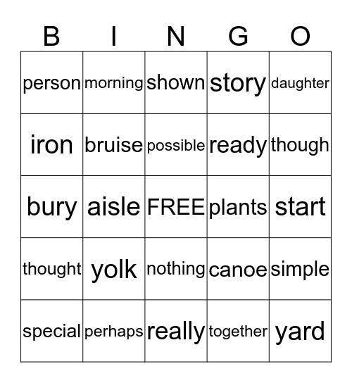 List C #3 Bingo Card