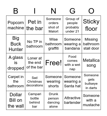 Holiday Cheer Crawl Bingo Card