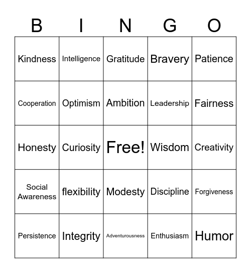 Strength Bingo Card