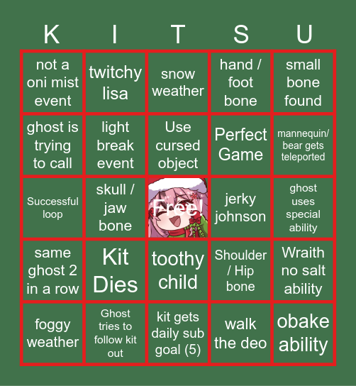 Ghost Bingo Card