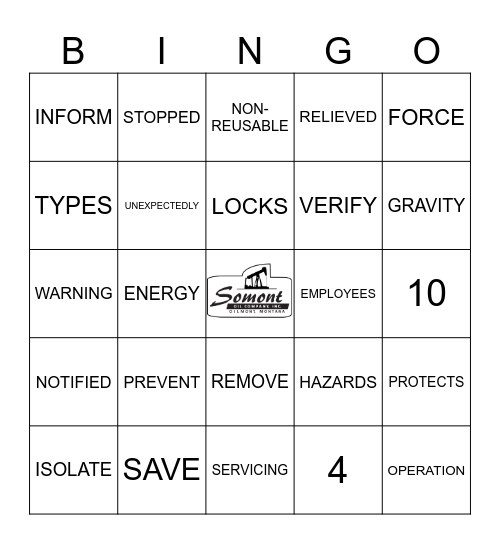 Lockout Tagout Bingo Card