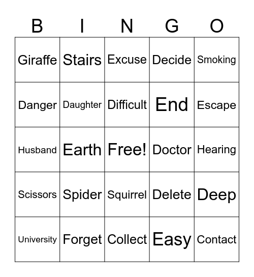 ASL Fingerspelling 101-150 1(4-6) Bingo Card