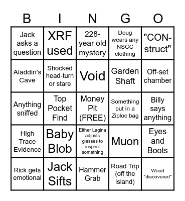 Curse of Oak Island Bingo Card