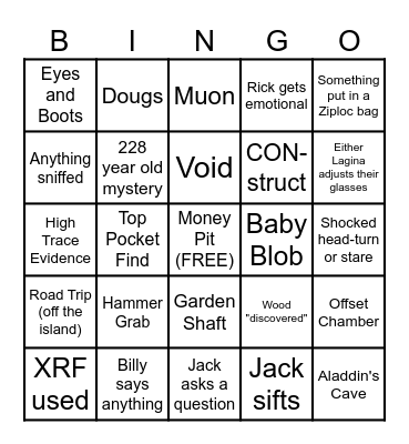 Curse of Oak Island Bingo Card