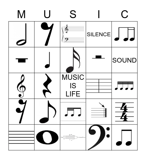 Reading Music Bingo Card