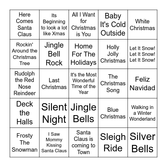 Name That Christmas Tune! Bingo Card