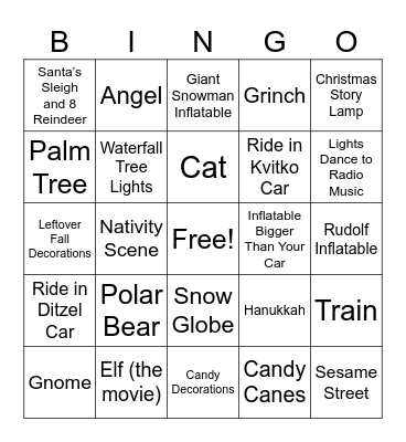 Christmas Light Bingo Card
