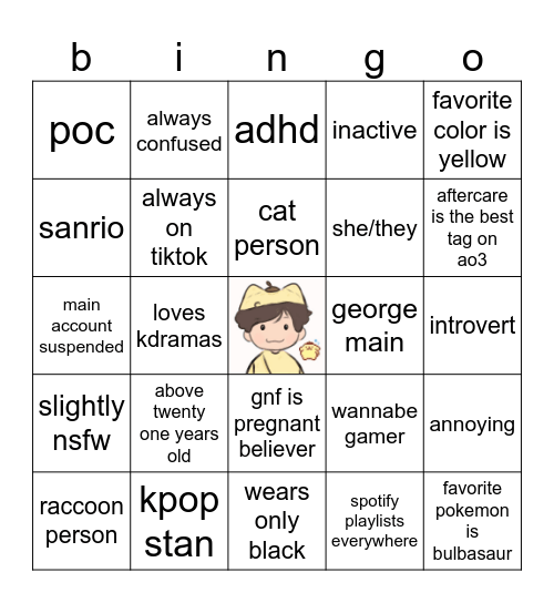 nanasty bingo Card