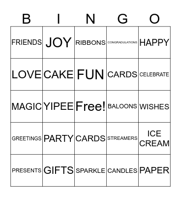 LaNae's Birthday Bingo Card